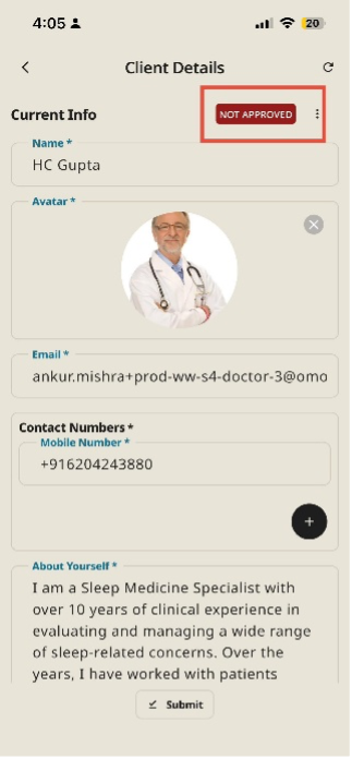 Client Profile Not Approved