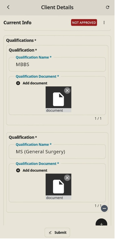 Client Profile Not Approved